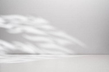 Beyaz duvarda, kopyalama alanı olan soyut ışık ve gölge şekilleri