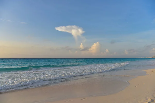 Cancun Quintana Roo Mexico 'daki Zona Hoteleria' daki Karayip sahilinde deniz kıyısında..