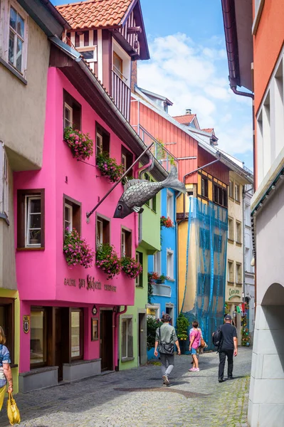 Lindau Germany July 2019 Street Colored Houses Old Town Lindau — Stock Photo, Image