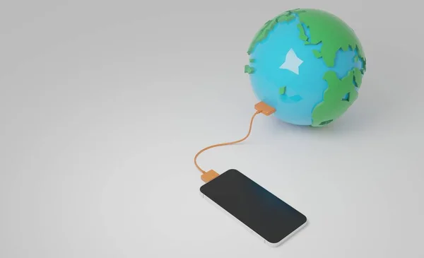 Wereldverbinding Met Smartphone Concept Scene Rendering Technologie Behang Achtergrond — Stockfoto