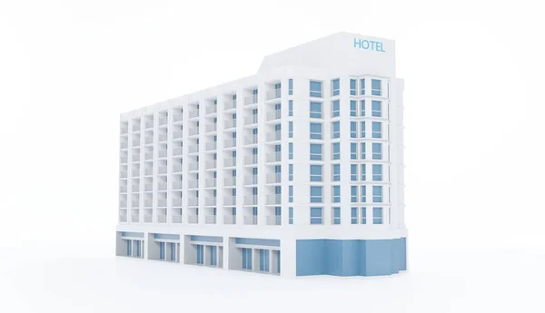 白色场景中的现代建筑模型3D渲染酒店居民墙纸背景 — 图库照片