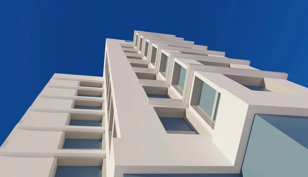 Hoek Uitzicht Venster Modern Hotel Gebouw Rendering Architectuur Behang Achtergronden — Stockfoto