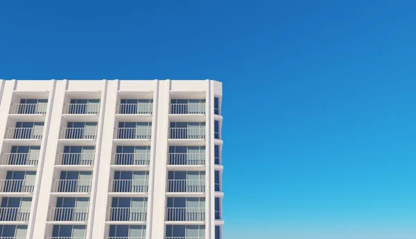 Вид Современное Здание Синим Небом Сцены Рендеринг Архитектуры Обои Задней — стоковое фото