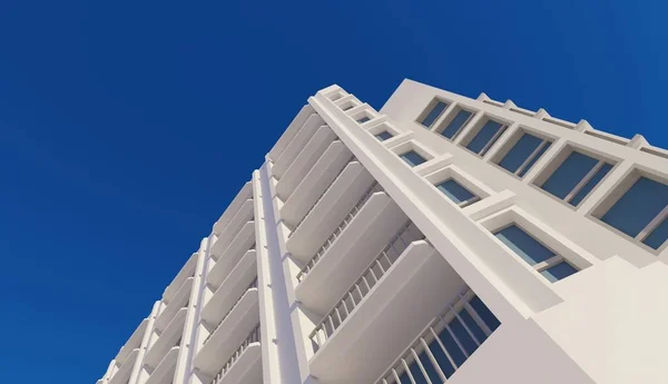 Vedere Unghi Clădire Modernă Redare Design Arhitectură Fundaluri Tapet — Fotografie, imagine de stoc
