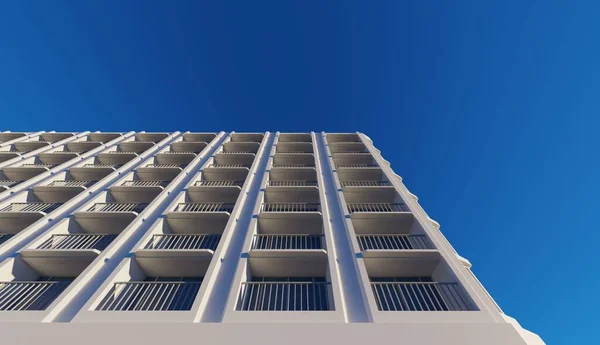 View Modern Building Blue Sky Rendering Resident Wallpaper Backgrounds — Stock Photo, Image