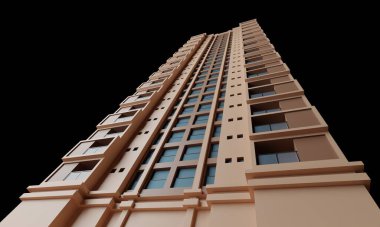 Ön manzara 3D otel modern bina siyah sahne duvar kâğıdı arka plan