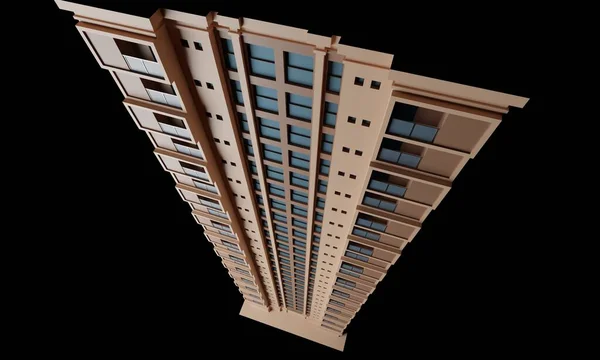 3D在黑景建筑墙纸背景上渲染现代酒店建筑 — 图库照片