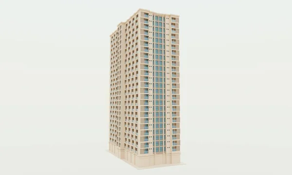 现代酒店大楼前景3D渲染建筑墙纸背景 — 图库照片