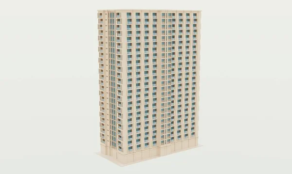 3D现代酒店建筑呈现住宅墙纸背景 — 图库照片