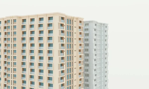 Side View Hotel Gebouw Model Project Rendering Architectuur Residentieel Behang — Stockfoto