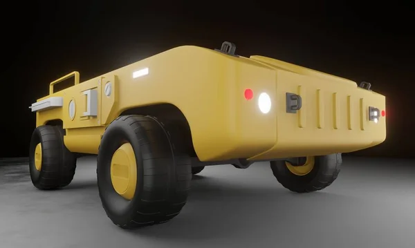 Žlutý Traktor Boční Pohled Vykreslování Průmyslové Tapety Pozadí — Stock fotografie
