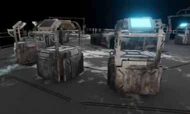 En üst katlardaki metal kutucuk bilgisayar kontrolü 3 boyutlu bilim-kurgu duvar kağıdı arka planıName