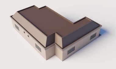 Üst görünüm tek katlı ev 3d duvar kağıdı oluşturma arkaplanı