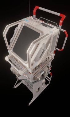 Bilgisayar monitörü endüstriyel bilim kurgu görüntüsü siyah sahne 3D duvar kağıdı oluşturma arkaplanı