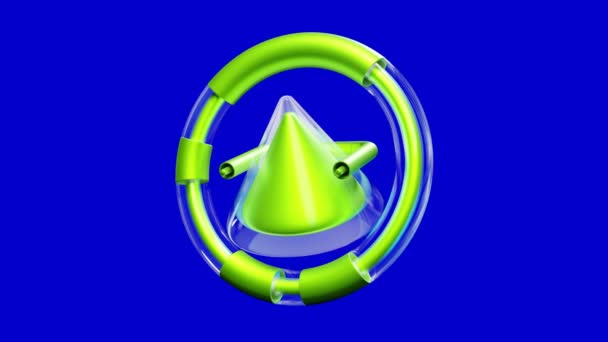 Forma Geométrica Vidro Cone Com Cores Verdes Vibrantes Gira Sobre — Vídeo de Stock
