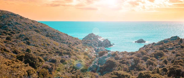 stock image Cap de Creus,  coast and mediterranean sea at sunset- Costa brava,  Spain panoramic landscape view