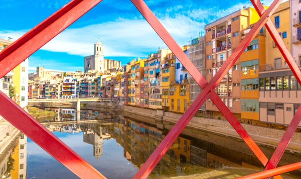 Girona Vista Con Coloridas Casas Cataluña España — Foto de Stock