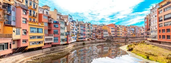 Panorama Girona Vista Ciudad Con Coloridas Casas — Foto de Stock