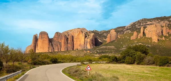 Straße Nach Mallos Riglos Aragon Provinz Huesca Spanien — Stockfoto