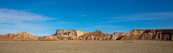 パノラマの砂漠の風景 Bardenas現実 スペインのナバラ — ストック写真