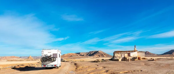 Wohnmobil Der Wüste Bardenas Navarra Spanien — Stockfoto