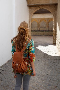 Woman tourist visiting Tanger city- Morocco