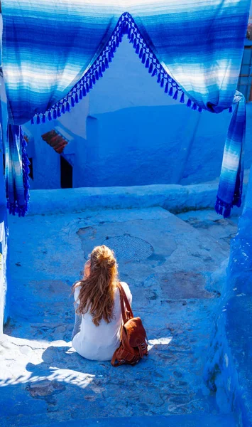Woman tourist in Morocco,  Chefchaouen