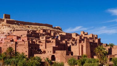Kasbah Ait Ben Haddou Fas 'taki Atlas Dağı' nda.