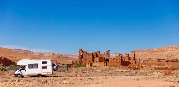 Adventure Travel Motorhome Morocco Tamedakhte Village Kasbah Ait Ben Haddou — Stock Photo, Image