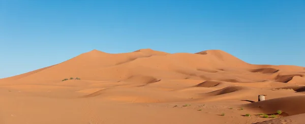 青い空と黄金の砂丘の風景 サハラ砂漠 モロッコ — ストック写真