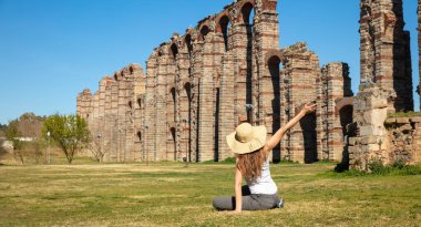 Merida, Extremadura, İspanya 'da Aqueduct Los Milagros.