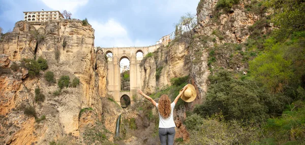 西班牙Puente Nuevo Arch Malaga的Ronda旅游 — 图库照片