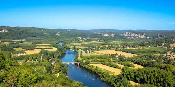 Rio Dordogne Vista Panorâmica Paisagem Rural Francesa França — Fotografia de Stock