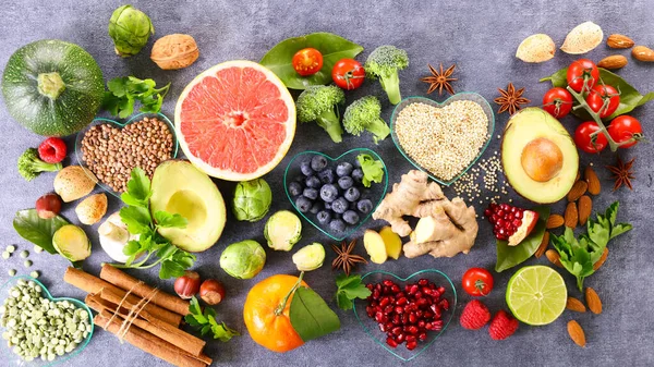 Здорове Харчування Здорового Способу Життя Фрукти Овочі Спеції — стокове фото