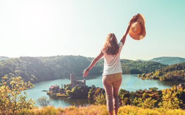 Woman traveling in France- St Etienne, Loire- Grangent