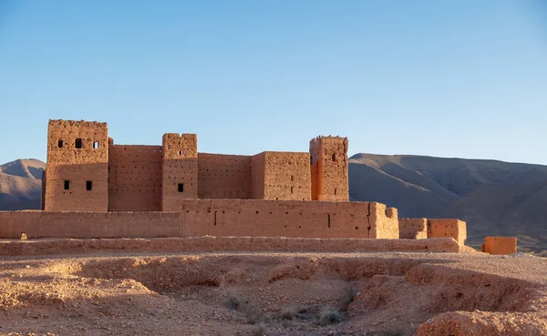 Marockansk Forntida Byggnad Kasbah Öknen — Stockfoto