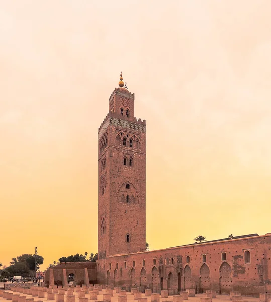 Koutoubia Moské Minaret Vid Solnedgången Marrakech Marocko — Stockfoto