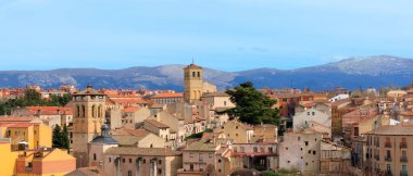 İspanya, Kastilya ve Leon 'da Segovia şehri panoramik manzarası