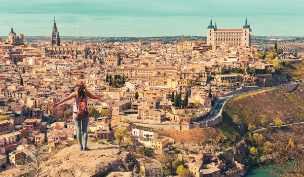 Turystyka Turystyczna Toledo Panoramiczny Widok Miasto Hiszpania — Zdjęcie stockowe
