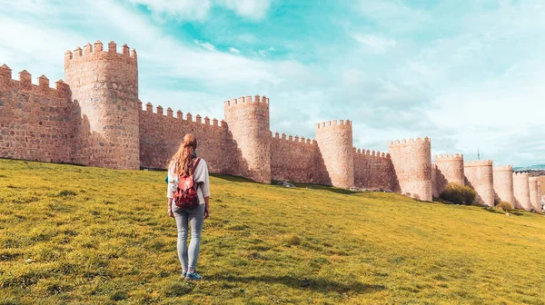Avila Surrounding Wall Tourism Spain Castile Leon — Stock Photo, Image