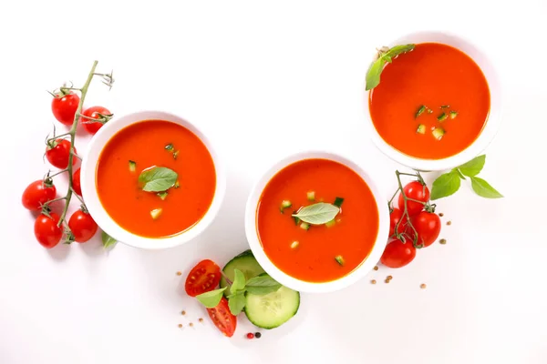 Zimna Zupa Świeży Pomidor Gazpacho — Zdjęcie stockowe