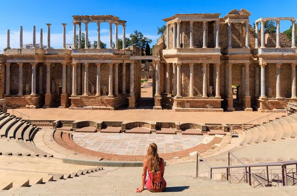 Merida Dans Amphithéâtre Romain Estremadura Tour Tourims Espagne — Photo