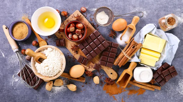 Bakning Ingrediens För Chokladkaka Och Bakverk — Stockfoto