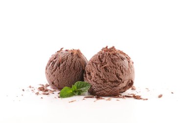 Beyaz arka planda izole edilmiş çikolatalı dondurma