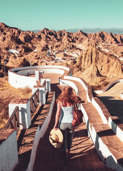 Vrouwelijke Toerist Guadix Provincie Granada Spanje — Stockfoto