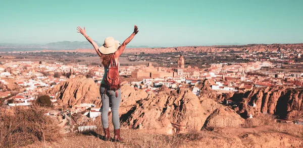 Vrouwelijke Toerist Guadix Provincie Granada Spanje — Stockfoto