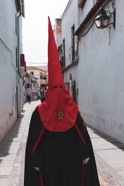Spanya Daki Nazarenos Alayındaki Insanların Kostümleri Semana Noel Baba — Stok fotoğraf
