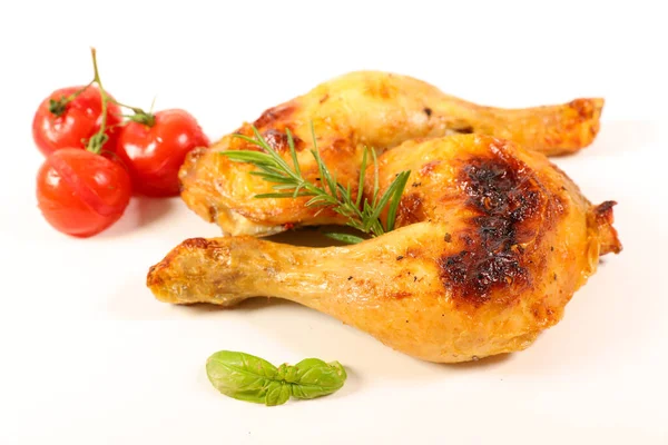 Cuisse Poulet Frit Isolé Sur Fond Blanc — Photo