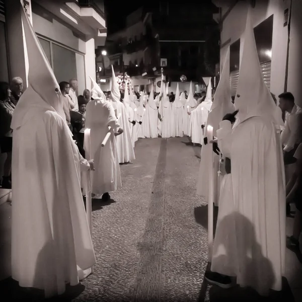 Group Penitent Semana Santa Spain Traditional Festival 2023 — Stock Photo, Image
