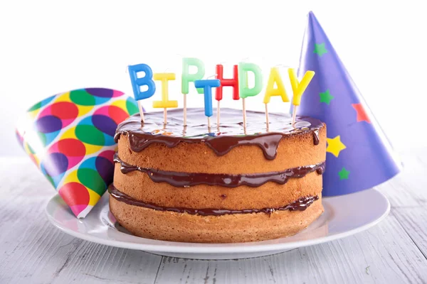 Birthday Chocolate Cake Candle — Stock Photo, Image
